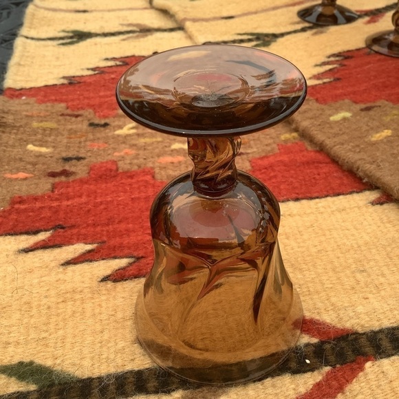 Vintage Set 7 Fostoria Jamestown Stemmed Juice Goblets Glasses Smoked Amber - Picture 5 of 6